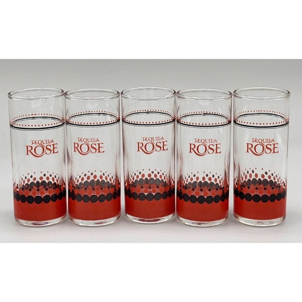 Lot of 5 Tequila Rose Shot Glasses 3.75" Tall Shooter Glass Set